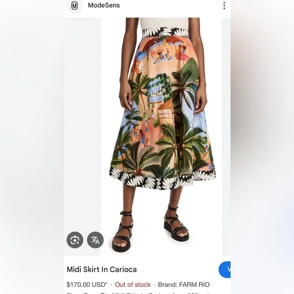 Farm Rio Carioca Midi Maxi Skirt M, Linen Blend Mixed Print Polynesian - Picture 3 of 3